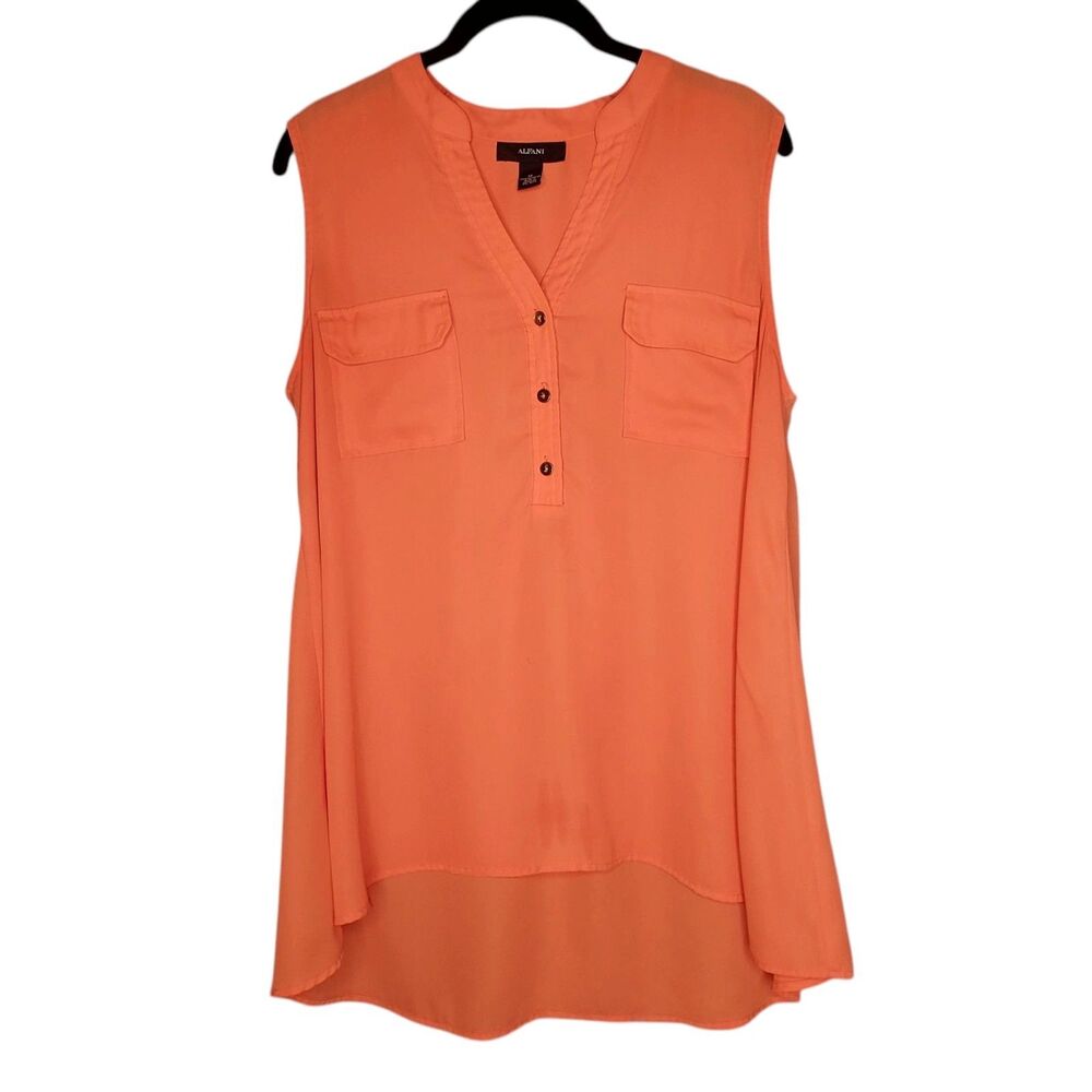 Alfani Women 12 Tangerine Highlow Sleeveless Regal Old Money Balletcore Top